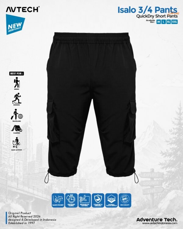 AVTECH - Celana Pendek Cargo 3/4 Pria Wanita Olahraga Running Jogging Trekking Outdoor Quickdry - ISALO