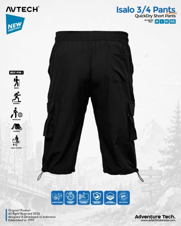 AVTECH - Celana Pendek Cargo 3/4 Pria Wanita Olahraga Running Jogging Trekking Outdoor Quickdry - ISALO