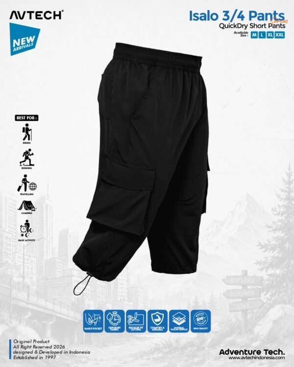 AVTECH - Celana Pendek Cargo 3/4 Pria Wanita Olahraga Running Jogging Trekking Outdoor Quickdry - ISALO