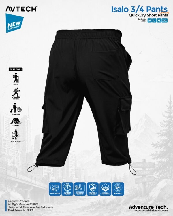 AVTECH - Celana Pendek Cargo 3/4 Pria Wanita Olahraga Running Jogging Trekking Outdoor Quickdry - ISALO