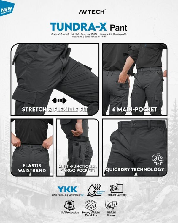 AVTECH - Celana Panjang Pria Wanita Cargo Gunung Outdoor Lifestyle Heavyweight Tebal Reguler Fit - TUNDRA-X
