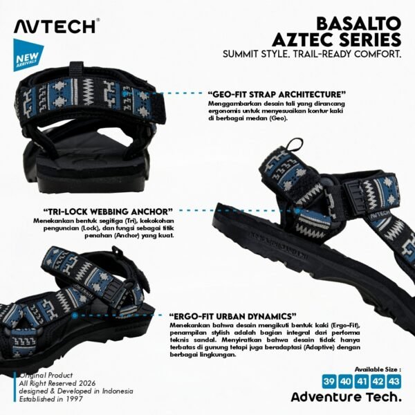 AVTECH - Sandal Gunung Hiking Outdoor Adventure Trekking Travel Harian - BASALTO AZTEC SERIES